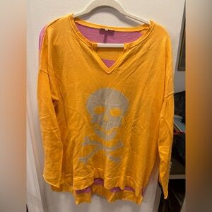 Lisa Todd long sleeve Orange Skull Sweater size Large